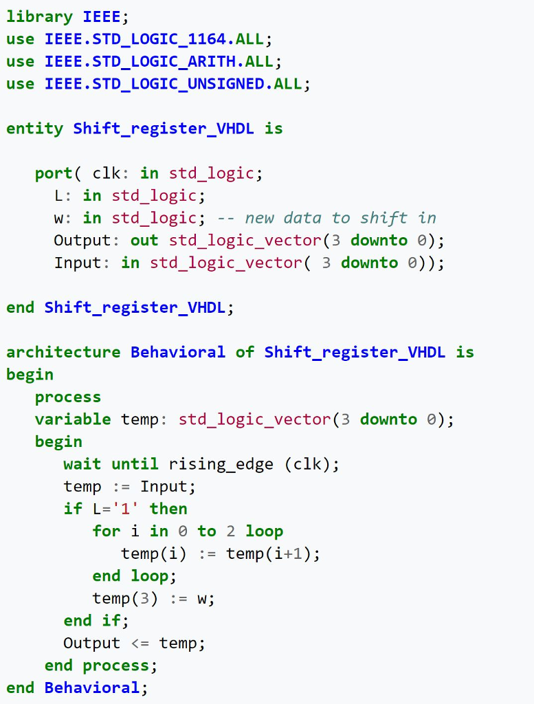vhdl code for universal shift register